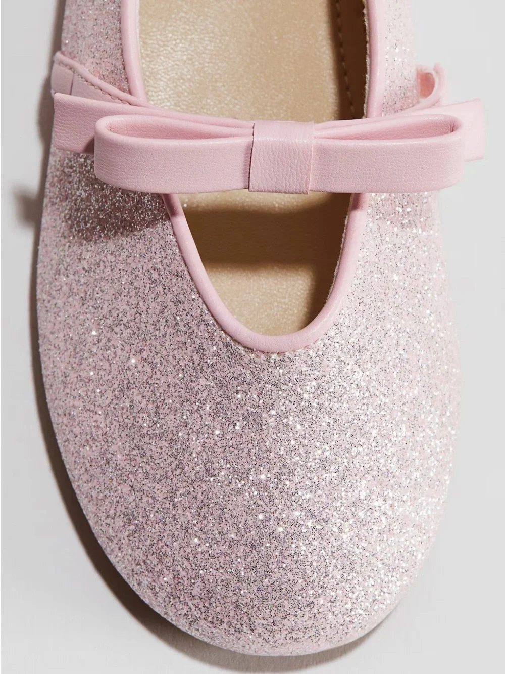 H&M Girls' Light Pink Glitter Mary Jane Flats with Bow